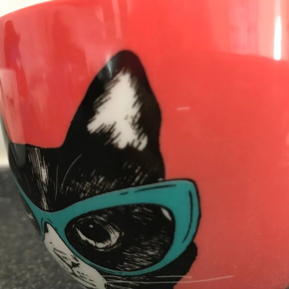 Portobello by Design Black Cat With Glasses Coffee Mug Bone China England 16 oz - Picture 4 of 7